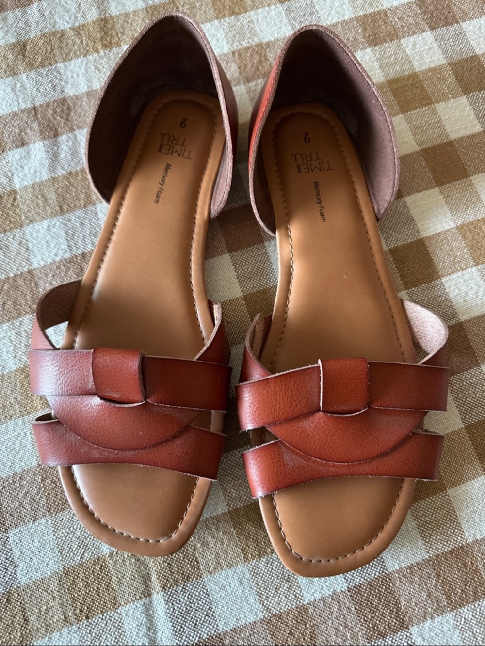 Time and Tru Women's Tan/Brown Braided Strap D'Orsay Sandals